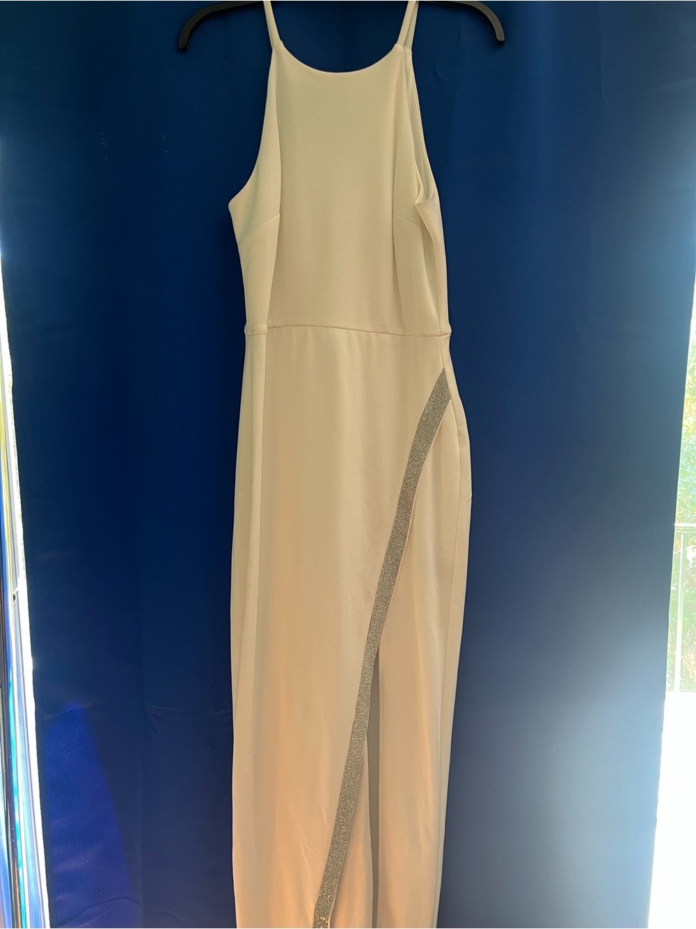 Elegant Cream Maxi Dress with Sparkle Trim